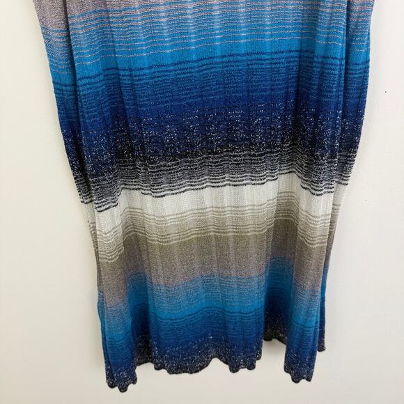NWOT Zara Womens Metallic Thread Knit Striped Special Edition Blue/Cream Tank XL - Picture 6 of 8
